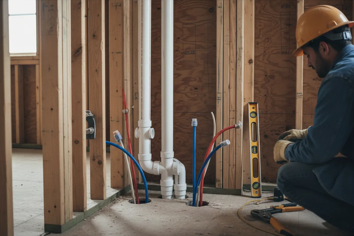 Drain and supply rough-in during Drain Cleaning in Fresno